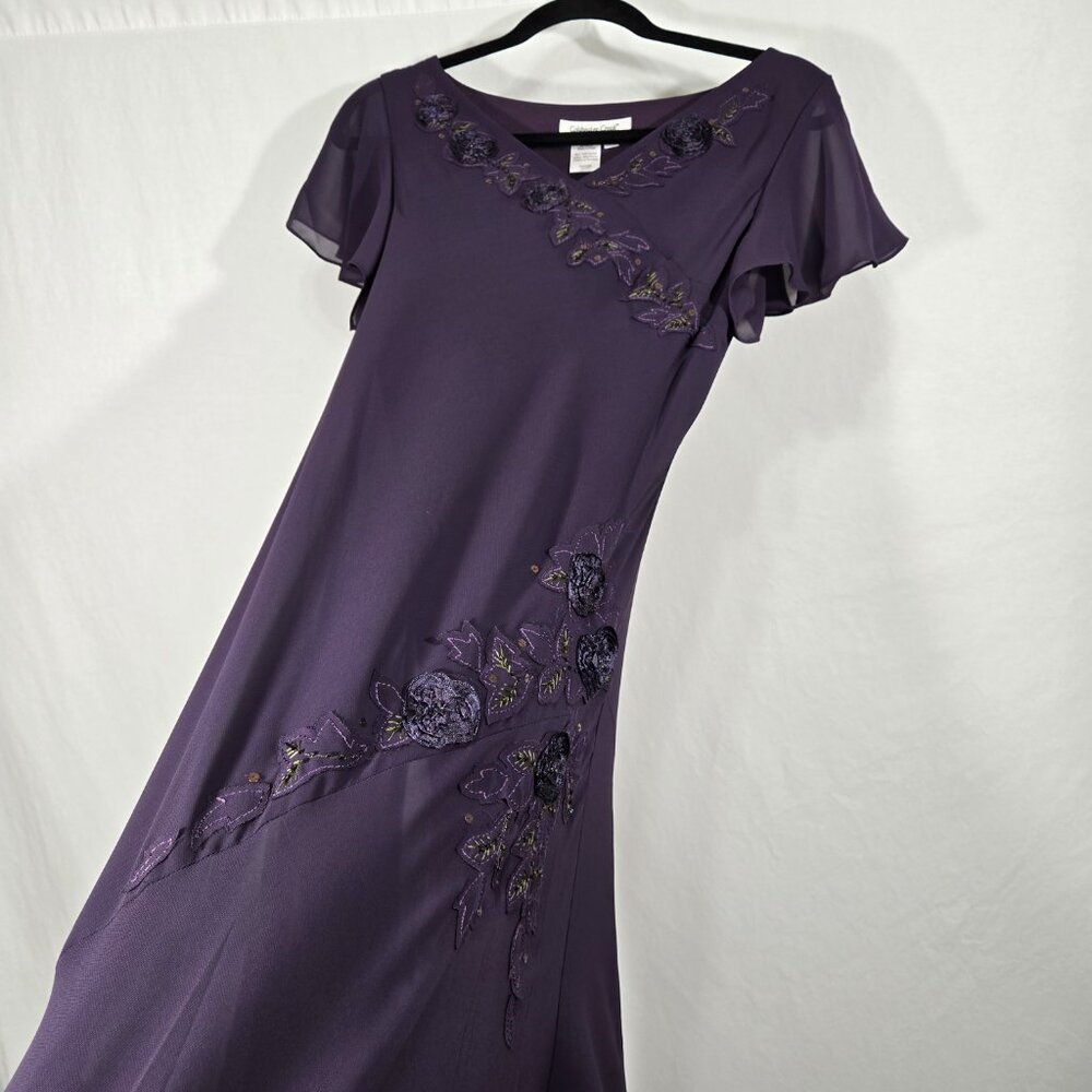 Vintage COLDWATER CREEK Y2K Whimsigoth Fairy WINE Embellished Maxi Dress Size 10 - Picture 4 of 17